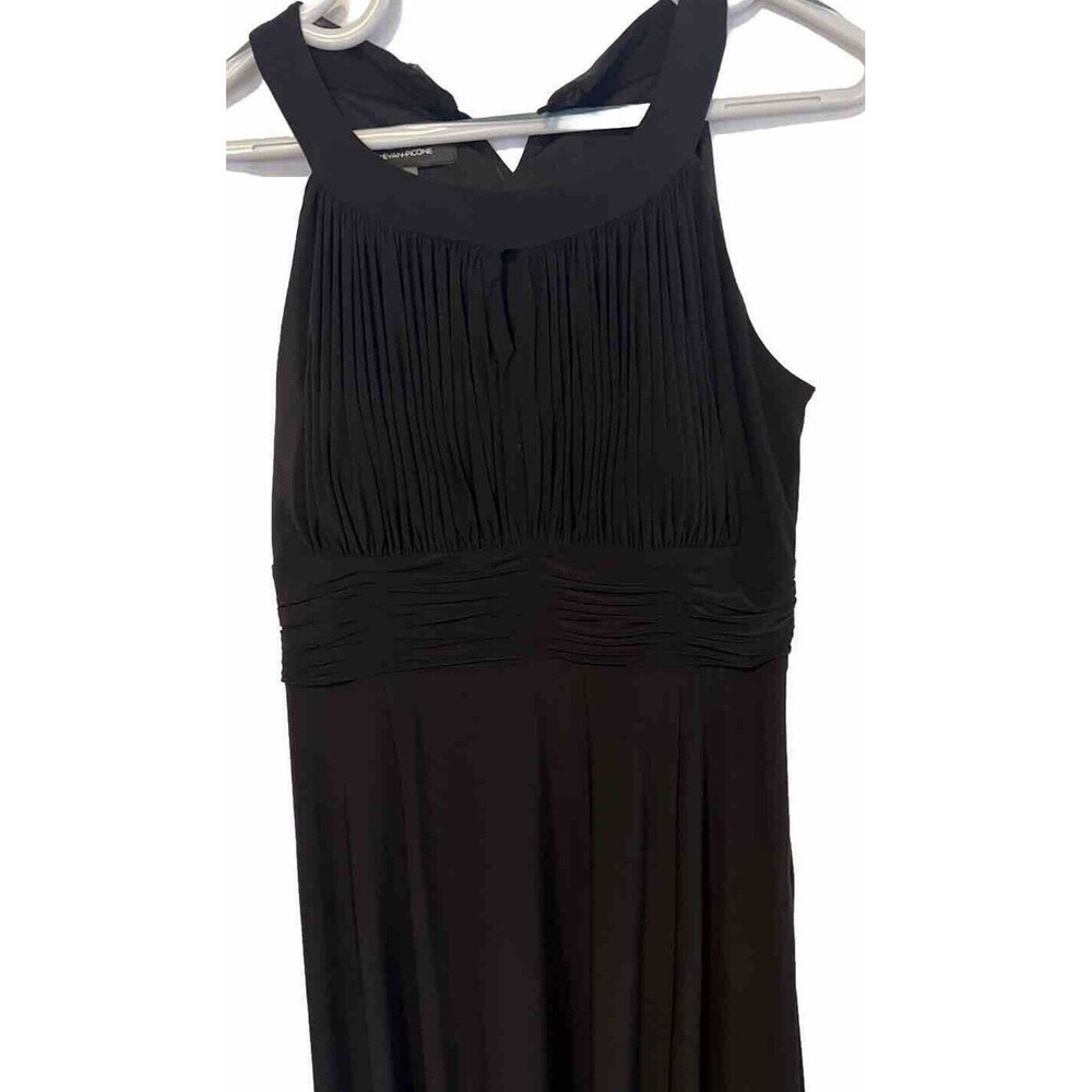 Evan Picone Sleeveless Pleated Black Dress Cocktail Wedding Flirty Size 10 M LBD